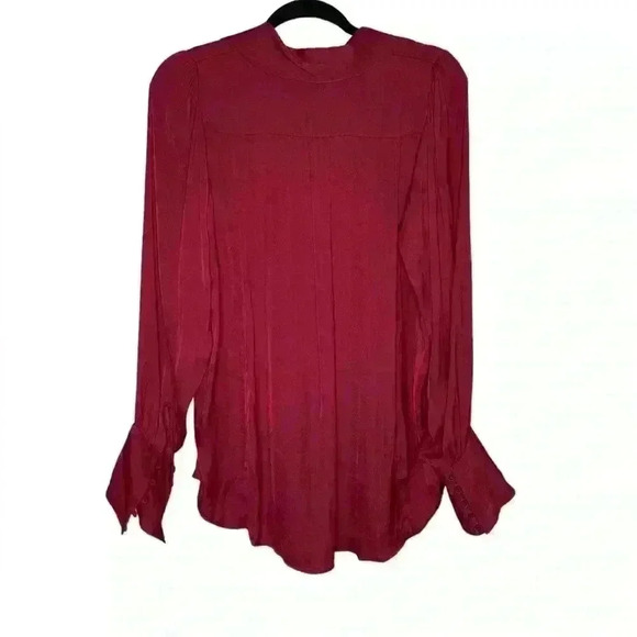 Free People Lala Button Up Off Beat Magenta Red Size Small - Picture 7 of 8